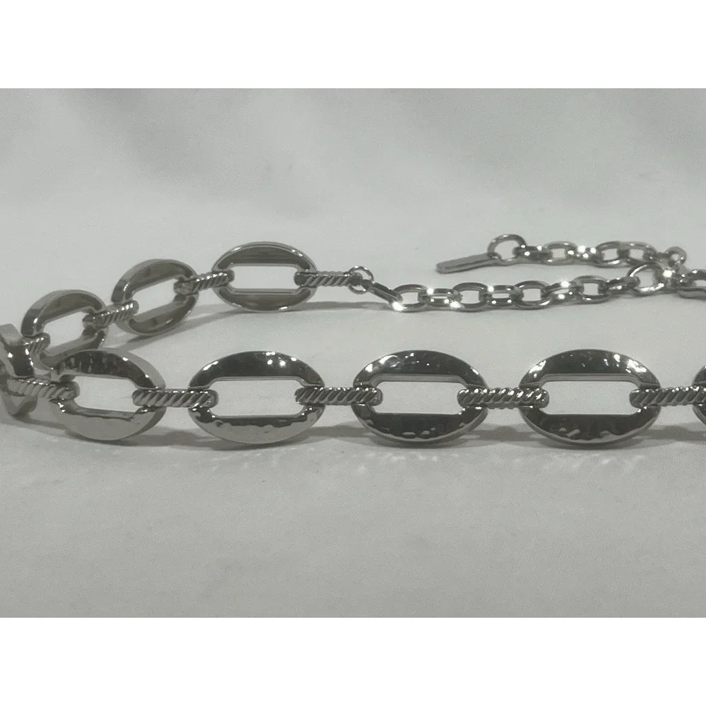 Womens Silver Metal Belt Adjustable Up To 38 Minimalist Y2K Statement Waist